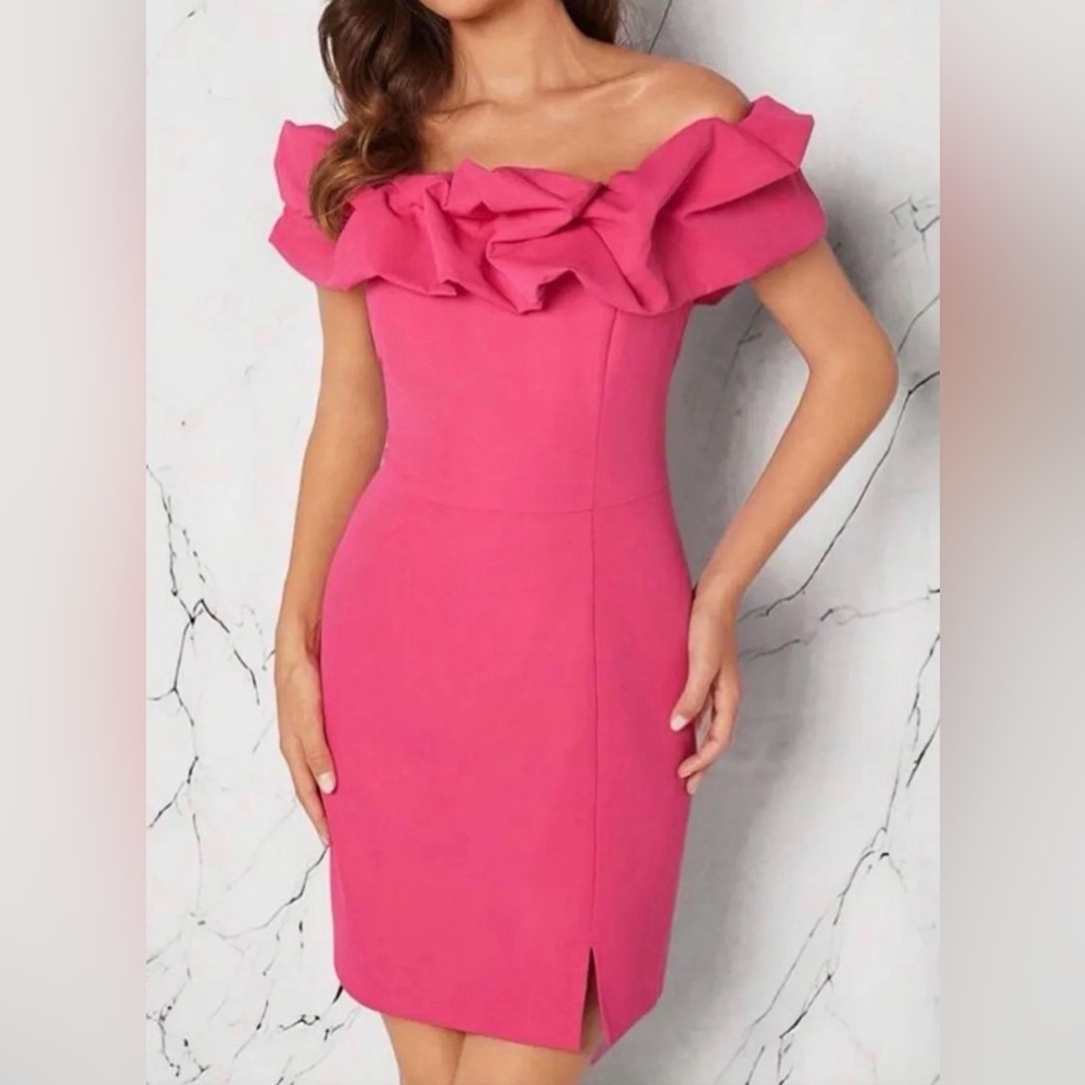 SHEIN Strapless Pink Ruffle Dress - Picture 2 of 12
